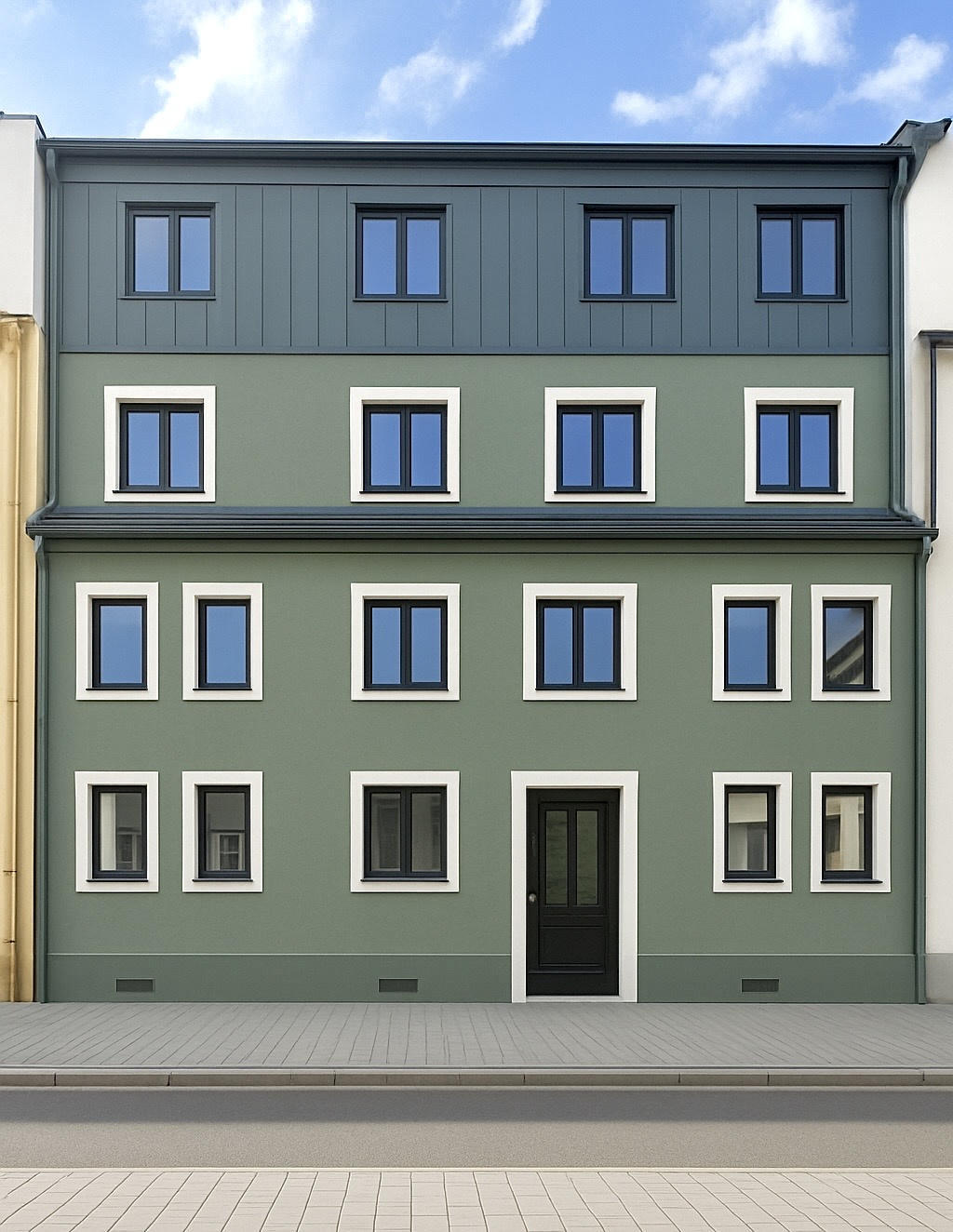 Außenansicht des kernsanierten Altbaus in Nürnberg Mögeldorf